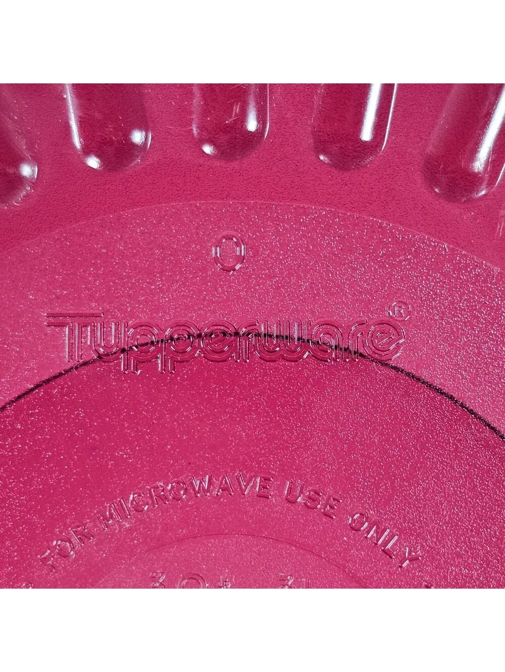 Tupperware Microwave Casserole Dish Cranberry Red Translucent Round Cooker 9in